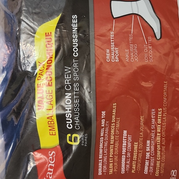 Brand New HANES VALUE PACK MEN'S CUSHION CREW SOCKS-6CT - Picture 3 of 4